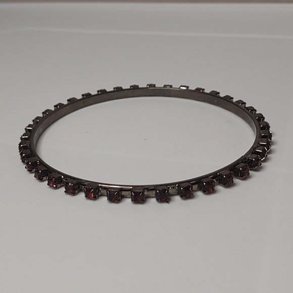 Large Dark Bangle With Purple Plastic Stones - Picture 1 of 7